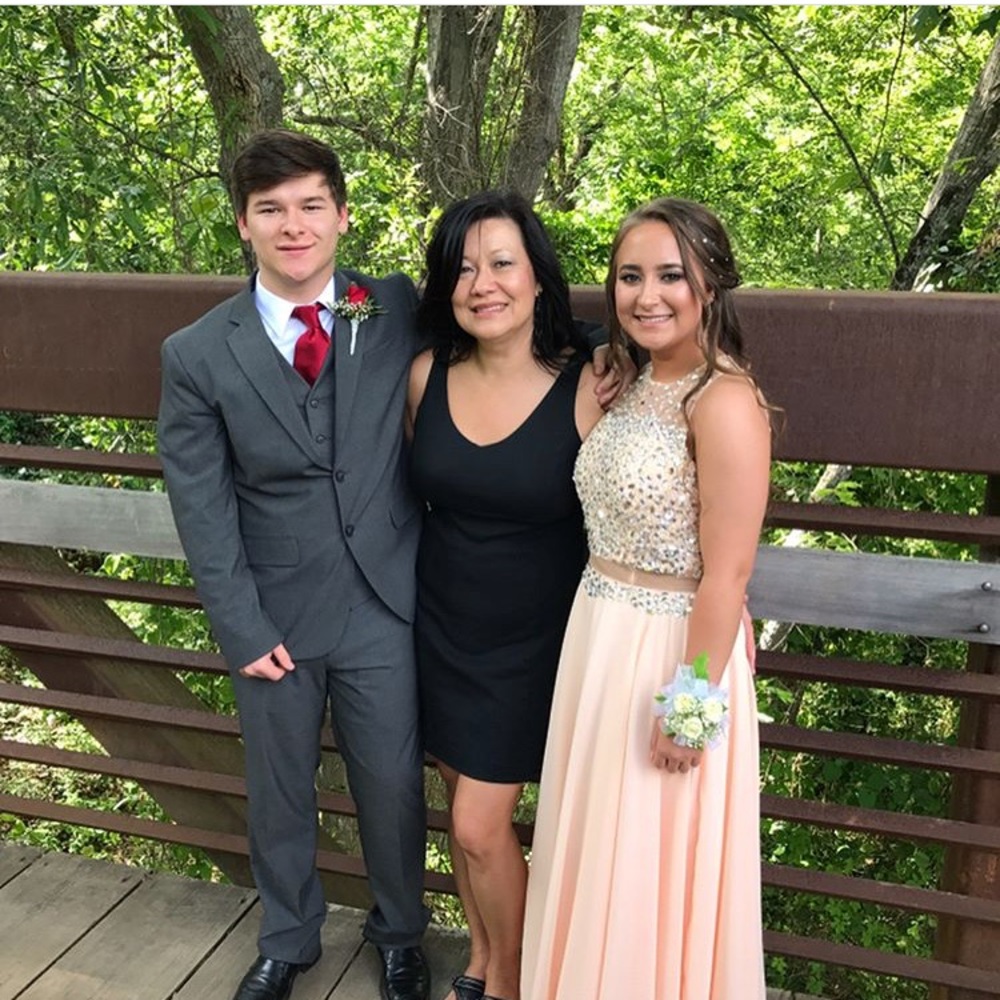 Illusion Beaded Two-Piece Front and Back Gown